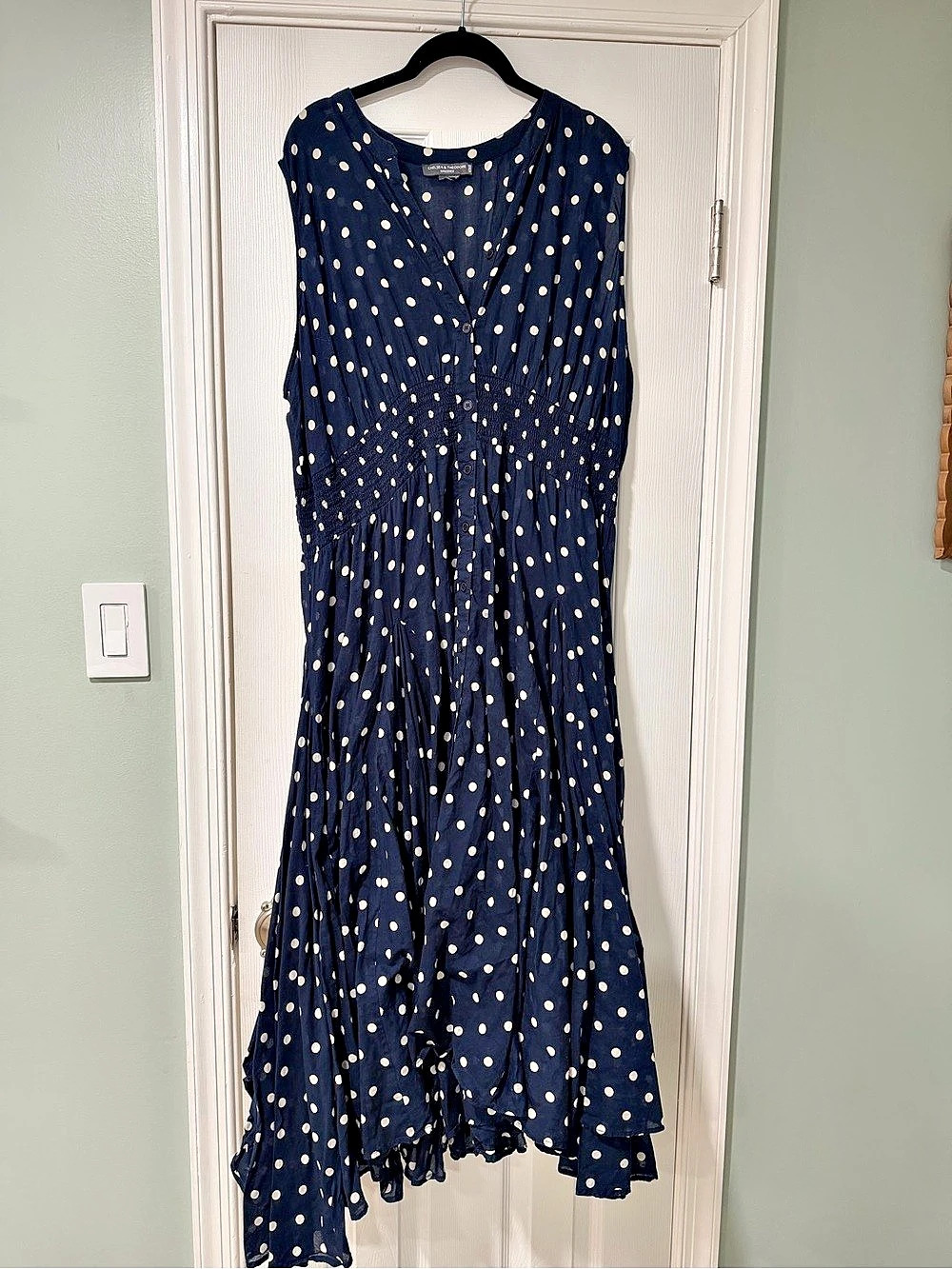Chelsea & Theodore Women's Polka Dot Maxi Dress in Blue & White